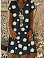 cheap Print Dresses-Women‘s Plus Size Curve Shift Dress Midi Dress Black Yellow Green Short Sleeve Floral Print Summer Spring V Neck Hot Loose Fit 2023 S M L XL XXL 3XL 4XL
