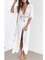 cheap Plain Dresses-Women&#039;s Swimwear Cover Up Beach Top Normal Swimsuit Lace Solid Color White Black Bathing Suitsyy