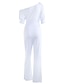 Χαμηλού Κόστους Ολόσωμες φόρμες &amp; ρόμπερ-Γυναικεία Κομψό Καθημερινό Causal Καθημερινά Δουλειά Ένας Ώμος 2022 Θαλασσί Λευκό Μαύρο Φόρμες Συμπαγές Χρώμα / Πλατύ Πόδι