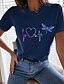 cheap Women&#039;s T-shirts-Women&#039;s Design T shirt Graphic Heart Animal Print Round Neck Basic Tops White Black Pink