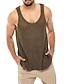 baratos Tops de ginásio-Homens Malha Íntima Top de colete Camiseta Interior camisa sem manga Sem Manga Gola Redonda Verão Côr Sólida Esportes Moda Leve Casual Diário Férias Branco Top Tee para Homens