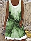 Χαμηλού Κόστους Print Φορέματα-Γυναικεία Καθημερινό φόρεμα Φόρεμα ριχτό Μίντι φόρεμα Θαλασσί Πράσινο του τριφυλλιού Αμάνικο Στάμπα ψεύτικο δύο κομμάτια Άνοιξη Καλοκαίρι Στρογγυλή Ψηλή Λαιμόκοψη Καθημερινό Σαββατοκύριακο