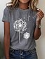 cheap Tees &amp; T Shirts-Women&#039;s Casual Holiday Weekend T shirt Tee Floral Painting Short Sleeve Dandelion Round Neck Print Basic Tops White Black Blue S / 3D Print