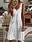 cheap Print Dresses-Women&#039;s Casual Dress Holiday Dress Sundress Midi Dress White Gray Sleeveless Painting Print Summer Spring V Neck Vacation Vacation Loose Fit 2023 S M L XL XXL 3XL