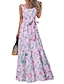 olcso Mintás ruhák-női alkalmi ruha lengő ruha hosszú ruha maxi ruha fekete rózsaszín piros ujjatlan virágmintás tavasz nyár u nyak 2023 s m l xl xxl 3xl 4xl 5xl