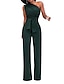 cheap Formal Jumpsuits-Women Party Jumpsuit Backless Lace up Solid Color One Shoulder Elegant Party Street Regular Fit Sleeveless Green Blue White S M L Spring