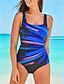 cheap One-piece swimsuits-Women&#039;s Swimwear One Piece Monokini Bathing Suits Normal Swimsuit Tummy Control Hole Stripe Pink Royal Blue Blue Sky Blue Gray Scoop Neck Bathing Suits Sports Vacation Fashion