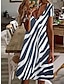 cheap Print Dresses-Women&#039;s Casual Dress Sundress A Line Dress Midi Dress Black And White Black and white stripes Dusty Blue Short Sleeve Paisley Patchwork Summer Spring V Neck Vacation Loose Fit 2023 S M L XL XXL 3XL