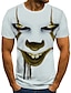 voordelige 3D-T-shirt voor heren-Voor heren Overhemd T-shirt T-shirts Grafisch Tribal 3D Ronde hals Wit + rood Zwart Wit Geel Rood 3D-afdrukken Halloween Uitgaan Korte mouw Afdrukken Kleding Streetwear Punk &amp; Gothic