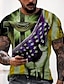 cheap Men&#039;s 3D T-shirts-Men&#039;s T shirt Tee 3D Print National Flag Round Neck Street Casual Print Short Sleeve Tops Sportswear Casual Fashion Comfortable Green Black Blue / Summer / Summer