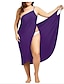 abordables Vestimenta de Mujeres-Vestido de playa con cuello en v para mujer, traje de baño sin espalda con tirantes, color sólido, abrigo corto para mujer, encubrimiento