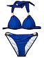 halpa Bikinisetit-Naisten Normaali Uima-asut Bikinit 2 kpl Uimapuku Niskalenkki 2-osainen Avoin selkä Seksikäs Puhdas väri V-pääntie Loma Muoti Uimapuvut