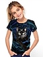 tanie dziewczęce koszulki 3d-Dla dziewczynek 3D Zwierzę Kot Podkoszulek Krótki rękaw Druk 3D Lato Wiosna Aktywny Moda Śłodkie Poliester Dzieci 3-12 lat Na zewnątrz Codzienny w pomieszczeniach Regularny