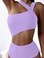cheap One-Pieces-Women&#039;s Swimwear One Piece Monokini Bathing Suits Normal Swimsuit Solid Color Tummy Control Push Up White Black Purple Red Coffee Scoop Neck Padded Bathing Suits Fashion Sexy New / Padded Bras