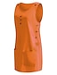 billiga Miniklänningar-Dam Skiftklänning Kort miniklänning Blå Vit Fuchsia Orange Gul Ljusblå Ärmlös Ensfärgat Ficka Knapp Vår Sommar Rund hals Varm Ledigt 2022 S M L XL XXL 3XL 4XL 5XL