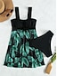 cheap Tankinis-Women&#039;s Swimwear Tankini 2 Piece Normal Swimsuit Trees / Leaves Open Back Printing Green Strap Camisole Bathing Suits Vacation Fashion New / Modern / Padded Bras