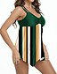 cheap Tankinis-Women&#039;s Swimwear Tankini 2 Piece Plus Size Swimsuit Striped Butterfly 2 Piece Open Back Printing for Big Busts Green Black Blue V Wire Padded Bathing Suits Stylish Casual New / Vacation / Spa / Leaf