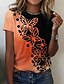 cheap Women&#039;s T-shirts-Women&#039;s Butterfly Design T shirt Graphic Butterfly Color Block Print Round Neck Basic Tops Blue Purple Pink / 3D Print