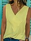 abordables Camisetas y camisolas de mujer-Mujer Blusa Camiseta sin mangas Amarillo Rosa Vino Color sólido Volante Moda Básico Escote en Pico Talla Grande S