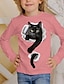 Χαμηλού Κόστους κοριτσίστικα 3d μπλουζάκια-παιδικά 3d print μπλουζάκι γάτας μακρυμάνικο ζωάκι στάμπα γάτας μπλε λευκό ροζ παιδικά μπλουζάκια φθινοπώρου casual καθημερινή σχολική κανονική εφαρμογή 4-12 ετών