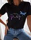 cheap Women&#039;s T-shirts-Women&#039;s Design T shirt Graphic Heart Animal Print Round Neck Basic Tops White Black Pink