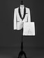 billige Tuxedo dragter-sorte hvide galladragter til mænd bryllupsfest aftensmoking rosemønster jacquard kontrastfarve 3-delt sjalkrave skræddersyet pasform enkeltradet en-knap 2024