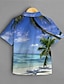 cheap Hawaiian Shirts-Men&#039;s Summer Hawaiian Shirt Shirt 3D Print Scenery Coconut Tree Turndown Street Casual Button-Down Print Short Sleeve Tops Designer Casual Fashion Breathable Blue