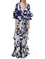 abordables Robes de vacances-Robe balançoire femme boho robe longue robe maxi robe bleu jaune vert clair floral à lacets manches lanterne printemps été robe profonde v ourlet irrégulier week-end coupe ample 2023 s m l xl xxl