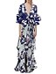 voordelige Jurken met print-dames swingjurk boho jurk lange jurk maxi jurk blauw geel lichtgroen bloemen vetersluiting lantaarn mouw lente zomerjurk diep v onregelmatige zoom weekend loose fit 2023 s m l xl xxl