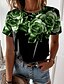 cheap Women&#039;s T-shirts-Women&#039;s T shirt Tee Designer 3D Print Floral Graphic Design Short Sleeve Round Neck Casual Holiday Print Clothing Clothes Designer Basic Green Black Blue