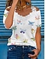 cheap Best Selling Tops-Women&#039;s Casual Holiday Weekend T shirt Tee Floral Butterfly Painting Short Sleeve Floral Plaid / Check Butterfly V Neck Lace Patchwork Cold Shoulder Basic Elegant Tops Green White Blue S / 3D Print