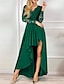 cheap Wedding Guest Dresses-A-Line Prom Dresses Elegant Dress Asymmetrical Long Sleeve V Neck Fall Wedding Guest Polyester with Pure Color 2024