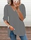 cheap Women&#039;s Clothing-Women&#039;s Blouse Shirt Basic V Neck Modern Plain Puff Balloon V Neck Summer Regular Blue White Black Grey Red