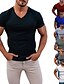 abordables Camisetas casuales de hombre-Hombre Camiseta Escote en Pico Verano Manga Corta Color sólido Escote en Pico Calle Casual ropa Básico Casual Moda Blanco Negro Gris