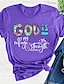 cheap Women&#039;s T-shirts-God Is My Refuge Flower Font Tee