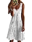 cheap Print Dresses-Women&#039;s Casual Dress Holiday Dress Sundress Midi Dress White Gray Sleeveless Painting Print Summer Spring V Neck Vacation Vacation Loose Fit 2023 S M L XL XXL 3XL