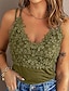 cheap Tank Tops &amp; Camis-Women&#039;s Tank Top Camisole Camis Black White Army Green Floral Plain Lace Sleeveless Daily Weekend Streetwear Casual V Neck Regular Floral S