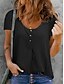 cheap Women&#039;s T-shirts-Women&#039;s Henley Shirt T shirt Plain Button Round Neck Basic Tops White Black Blue