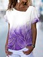 cheap Tees &amp; T Shirts-Women&#039;s Graphic Patterned Casual Weekend Abstract Painting Short Sleeve T shirt Tee V Neck Print Basic Essential Tops Green Blue Purple S / 3D Print