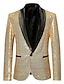 cheap Blazer&amp;Jacket-Men&#039;s Party Sequin Blazer Retro 70s Disco Blazer Sparkle Casual Jacket Single Breasted One-button Silver Black Wine Royal Blue Gold 2024