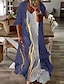 cheap Plus Size Maxi Dresses-Women&#039;s Plus Size Two Piece Dress Color Gradient V Neck Print Half Sleeve Fall Spring Casual Maxi long Dress Causal Daily Dress