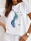 cheap Women&#039;s T-shirts-Women&#039;s Design T shirt Graphic Bird Feather Print Round Neck Basic Tops White