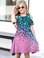 cheap Girl&#039;s 3D Dresses-Kids Girls&#039; rainbow Color Dress Gradient Sequins Off Shoulder Daily Holiday Vacation Print Purple Above Knee Short Sleeve Casual Cute Sweet Dresses Regular Fit 3-12 Years
