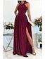 cheap Party Dresses-Women&#039;s Party Dress Wedding Guest Dress Long Dress Maxi Dress Wine Red Beige Sleeveless Pure Color Backless Spring Summer Halter Neck