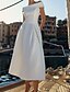 cheap Semi Formal Dresses-Women&#039;s Semi Formal Party Dress Race Dress Midi Dress White Sleeveless Pure Color Backless Spring Summer Off Shoulder Slim 2023 S M L XL