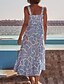 cheap Casual Dresses-Women&#039;s Strap Dress Midi Dress Yellow Light Blue Sleeveless Floral Backless Cold Shoulder Print Spring Summer Spaghetti Strap Casual 2022 S M L XL