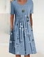 cheap Casual Dresses-Women&#039;s A Line Dress Knee Length Dress Green Blue Short Sleeve Floral Print Spring Summer Round Neck Casual Loose 2022 S M L XL XXL 3XL / 3D Print