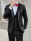cheap Tuxedo Suits-Black Red Dark Grey Men&#039;s Prom Suits Wedding Party Ceremony Tuxedos 3 Piece Shawl Collar Solid Color Standard Fit Single Breasted One-button 2024