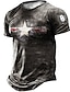 cheap Men&#039;s 3D T-shirts-Men&#039;s T shirt Tee Designer Casual Vintage Summer Short Sleeve Light Brown Gold Dark Gray Brown Graphic Star Print Crew Neck Street Daily Print Clothing Clothes Designer Casual Vintage