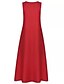 cheap Print Dresses-Women&#039;s Long Dress Maxi Dress Khaki Dusty Blue Red Sleeveless Color Block Patchwork Spring Summer Crew Neck Hot S M L XL XXL 3XL 4XL 5XL